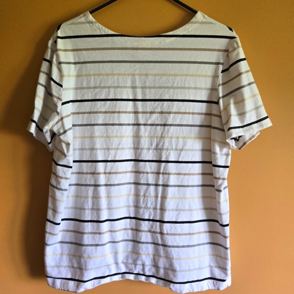 Blair Neutral Striped Tee, L - Picture 3 of 3